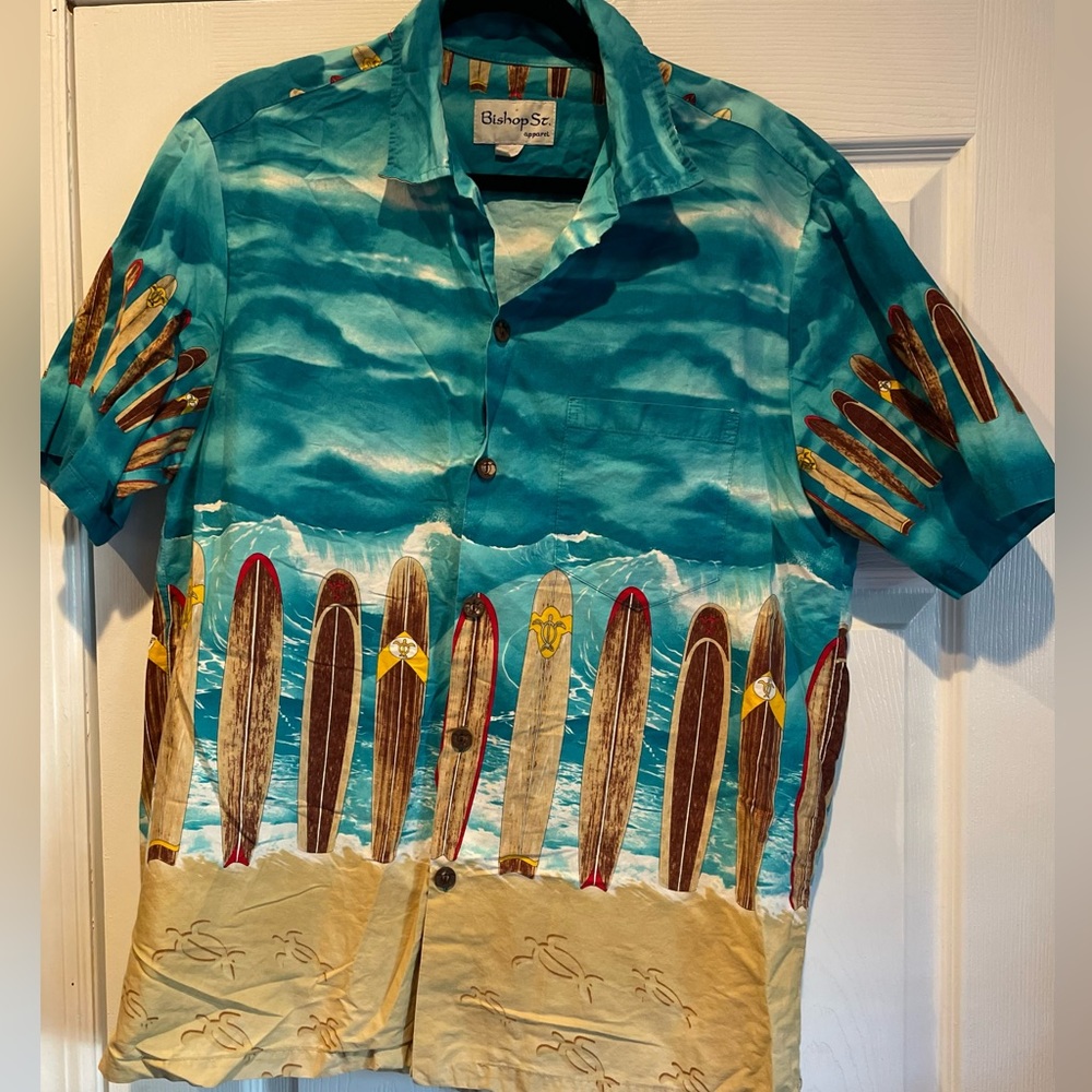 Surf Board Button Down Hawaiian Shirt